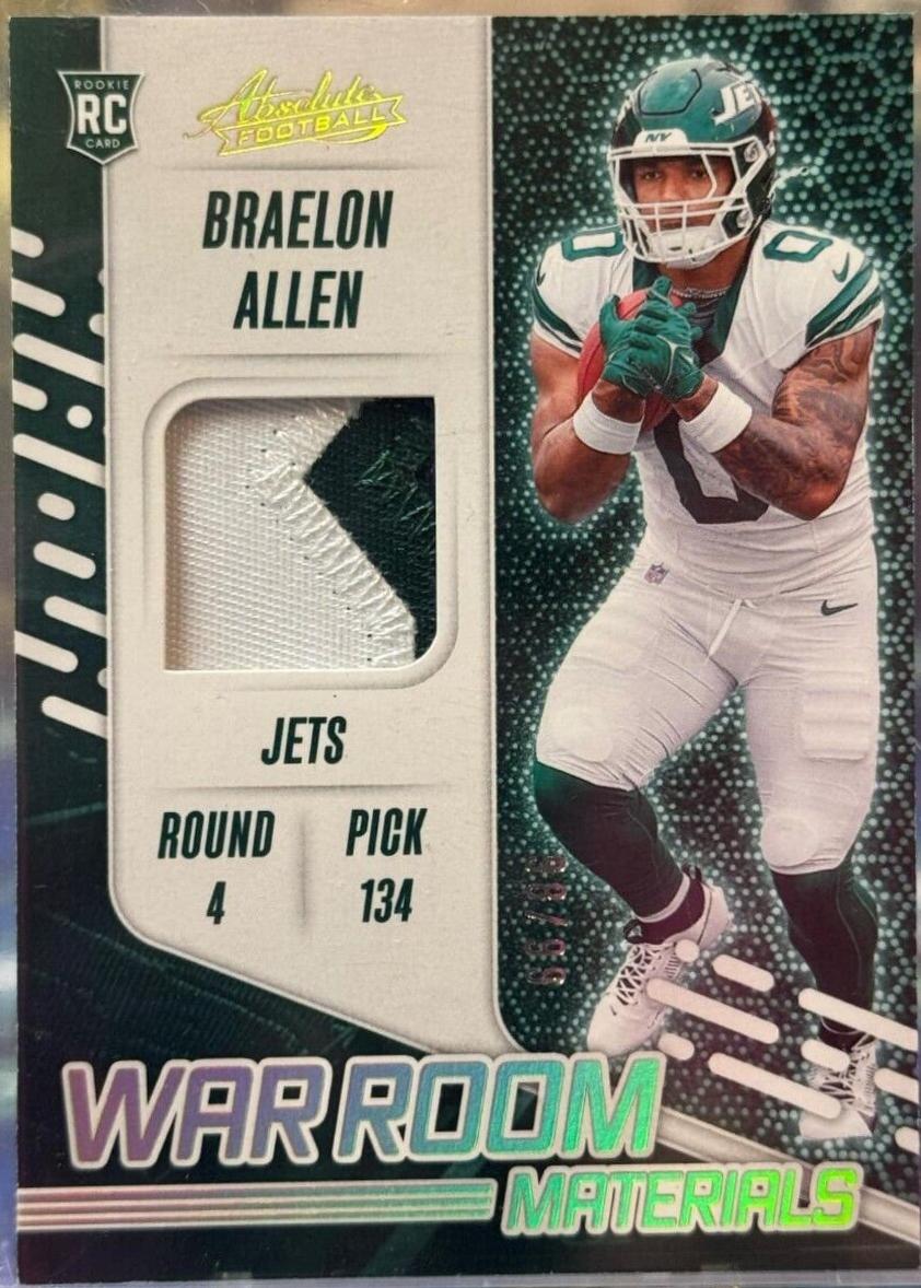 Braelon Allen #WRM-BAN Football Cards 2024 Panini Absolute War Room Materials