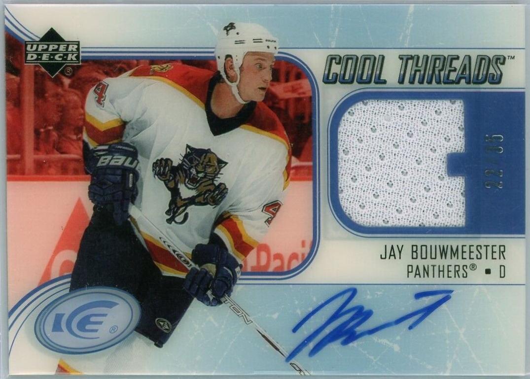 Jay Bouwmeester #ACT-JB Hockey Cards 2005 Upper Deck Ice Cool Threads Autograph