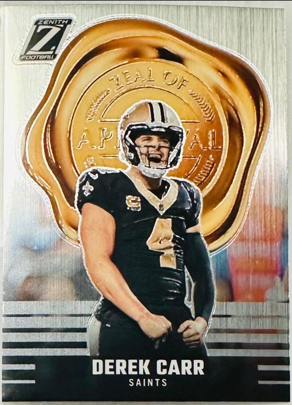 Derek Carr #3 Football Cards 2023 Panini Zenith Zeal of Approval