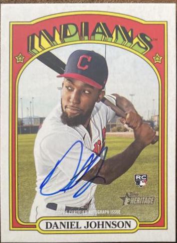 Daniel Johnson Real One Autographs #ROA-DJ Baseball Cards 2021 Topps Heritage Real One Autographs