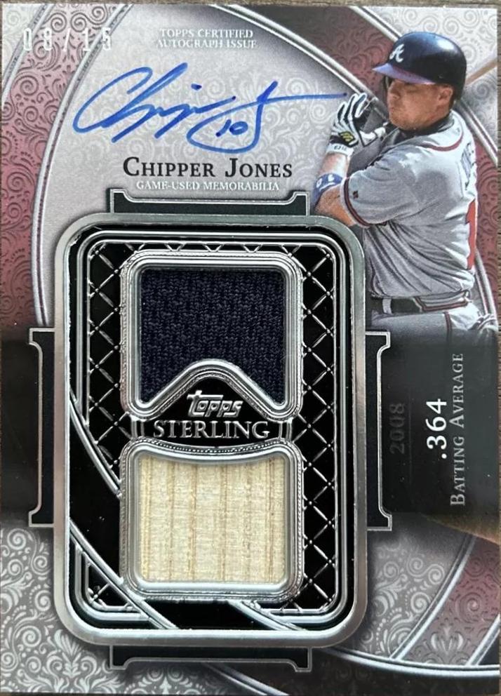 Chipper Jones #SWAR-CJ Baseball Cards 2022 Topps Sterling Swings Autograph Relics