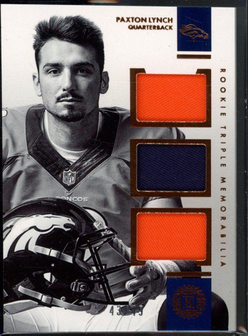 Paxton Lynch #4 Football Cards 2016 Panini Encased Rookie Triple Memorabilia
