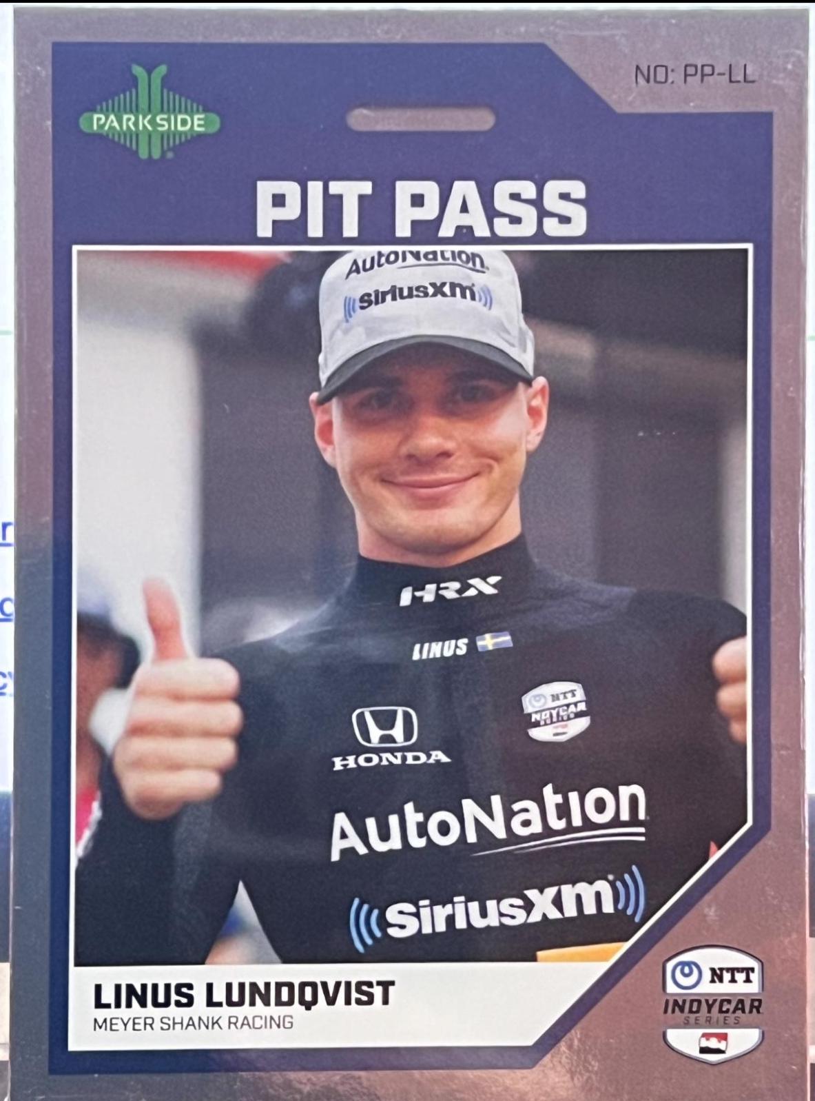 Linus Lundqvist #PP-LL Racing Cards 2024 Parkside NTT IndyCar Pit Pass