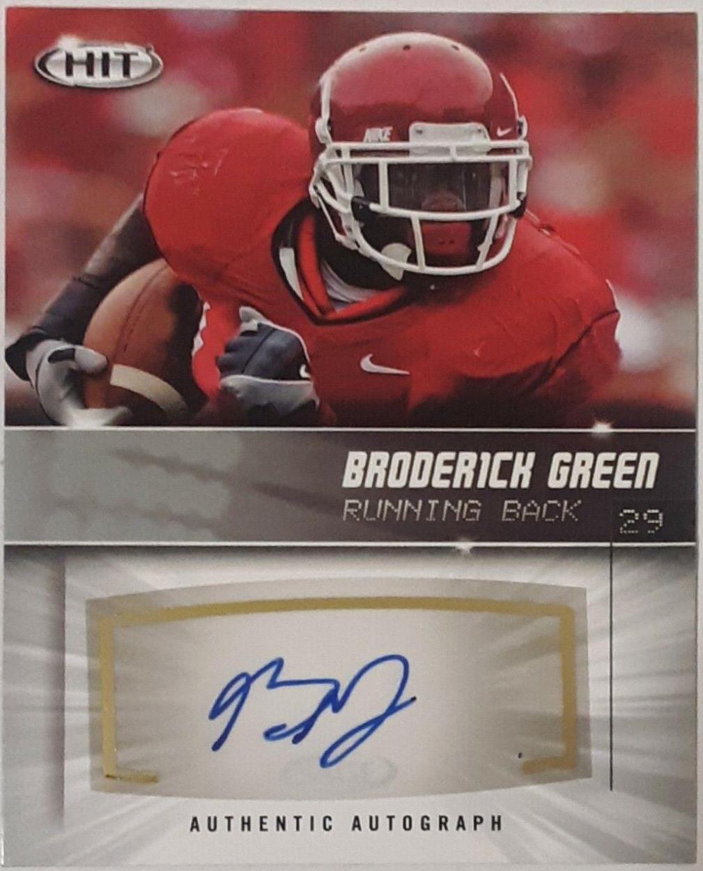 Broderick Green #A-92 Football Cards 2012 Sage Hit Autographs
