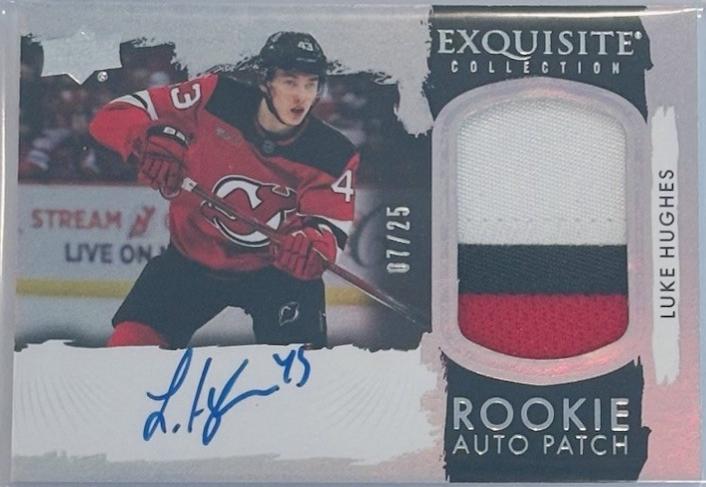 Luke Hughes #EC-LH 2023 Upper Deck The Cup Exquisite Collection Rookie Auto Patch Hockey