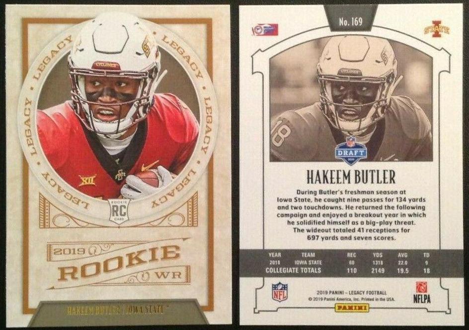 Hakeem Butler #169 Football Cards 2019 Panini Legacy