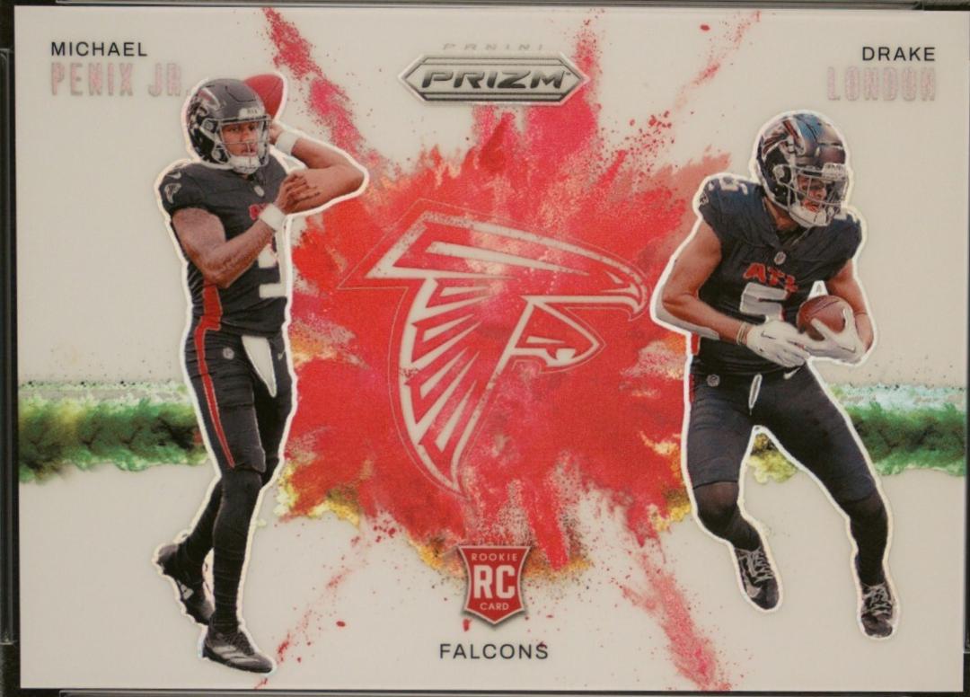 Drake London / Michael Penix Jr. #1 Football Cards 2024 Panini Prizm Color Blast Dual