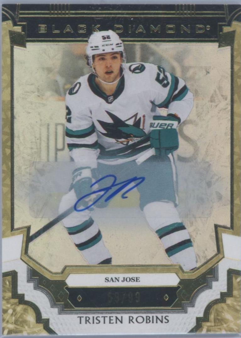 Tristen Robins #BDB-TR 2023 Upper Deck Black Diamond Pure Black Autograph Hockey