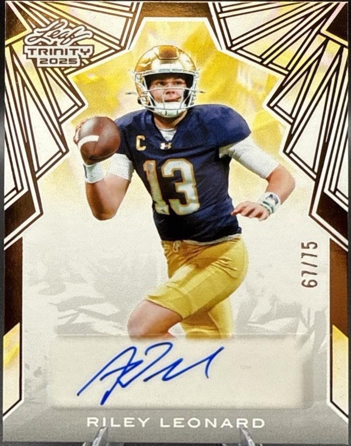 Riley Leonard #BA-RL1 2025 Leaf Trinity Autograph Football