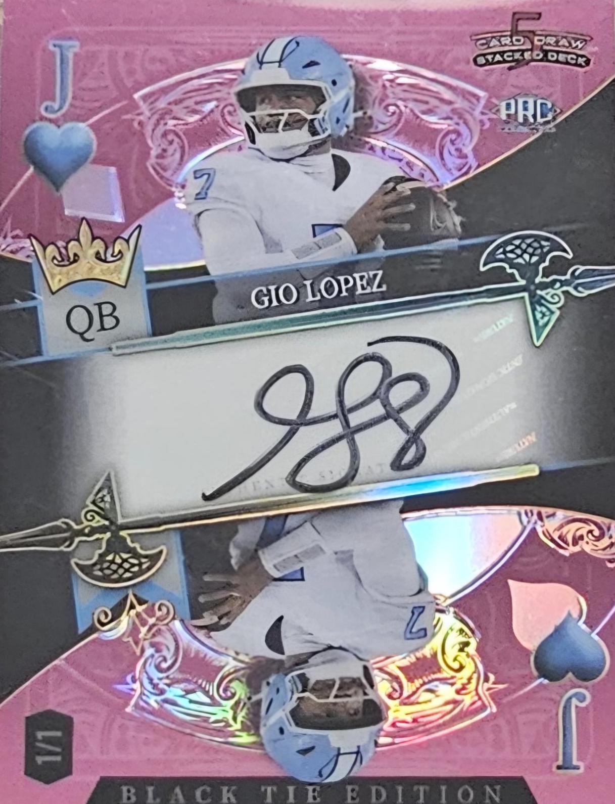 Gio Lopez #SDPH-GLA 2026 Wild Card 5 Card Draw Stacked Deck Breakers Brick Black Tie Football