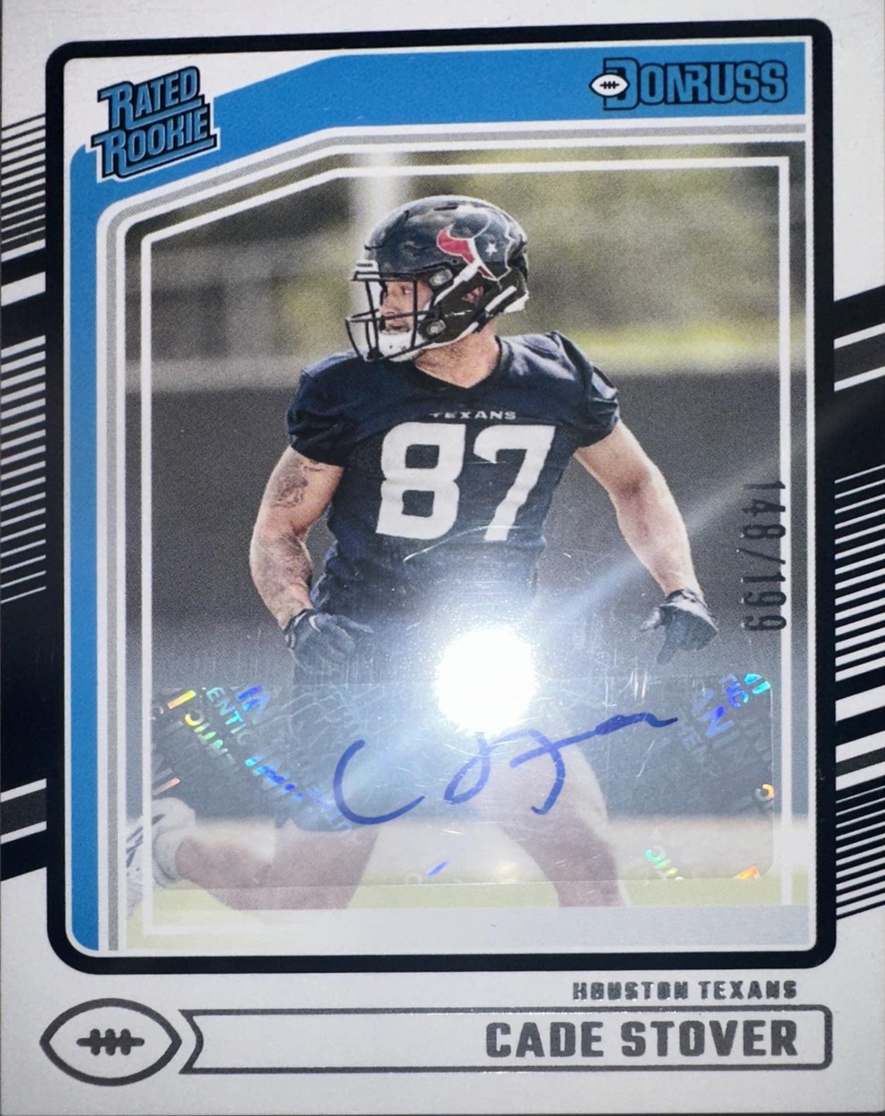 Cade Stover #304 Football Cards 2024 Panini Donruss Rated Rookies Autograph