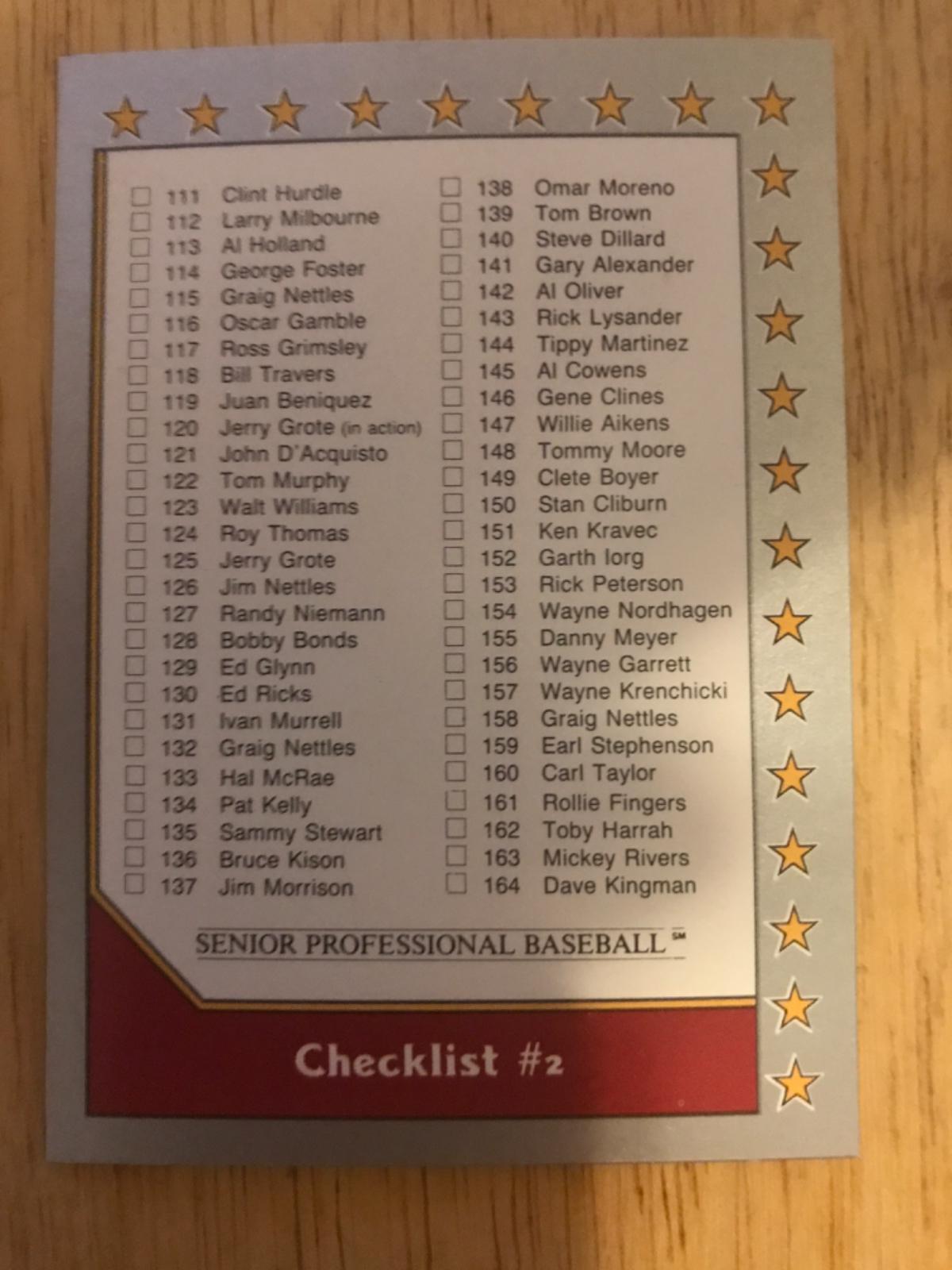 Checklist 111-220 #218 Baseball Cards 1990 Pacific Senior League