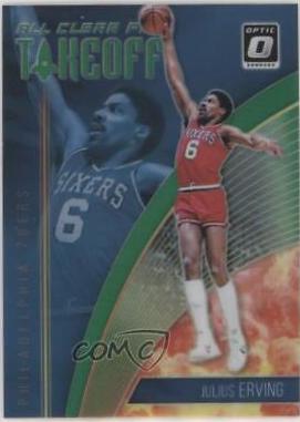 Julius Erving [Green] #13 Basketball Cards 2018 Panini Donruss Optic All Clear for Takeoff