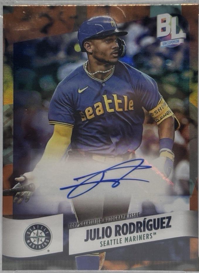 Julio Rodriguez #BEF-JR Baseball Cards 2024 Topps Big League Baseball Electric Orange Foil Autograph
