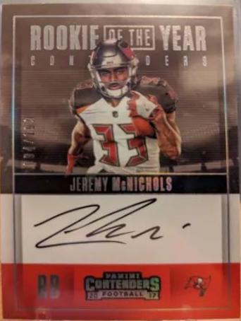 Jeremy McNichols #RY-JE Football Cards 2017 Panini Contenders Rookie of the Year Autographs
