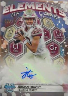 Jordan Travis #ETGA-JT Football Cards 2023 Bowman's Best University Elements Of Greatness Autographs