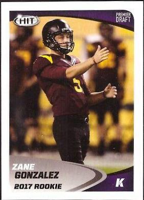 Zane Gonzalez #4 Football Cards 2017 Sage Hit Premier Draft
