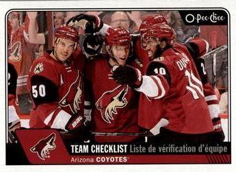Arizona Coyotes Checklist #617 2016 O Pee Chee Hockey