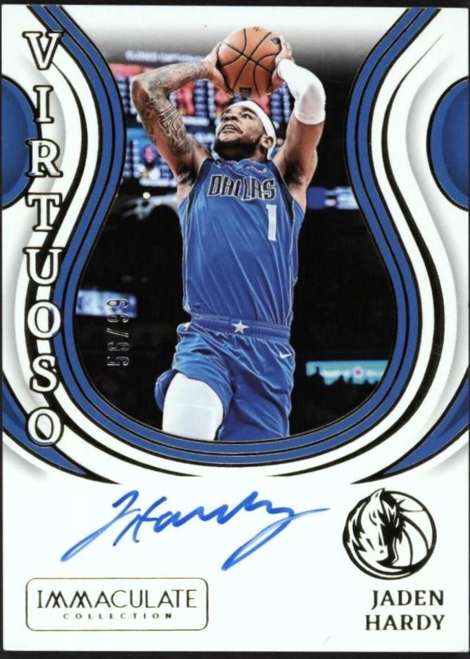 Jaden Hardy #20 Basketball Cards 2023 Panini Immaculate Virtuoso Autograph