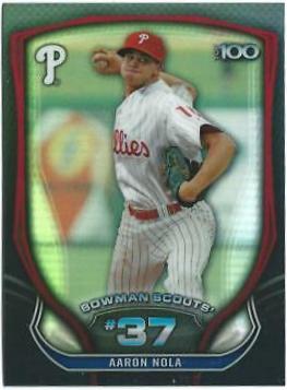 Aaron Nola #BTP37 Baseball Cards 2015 Bowman Scout's Top 100