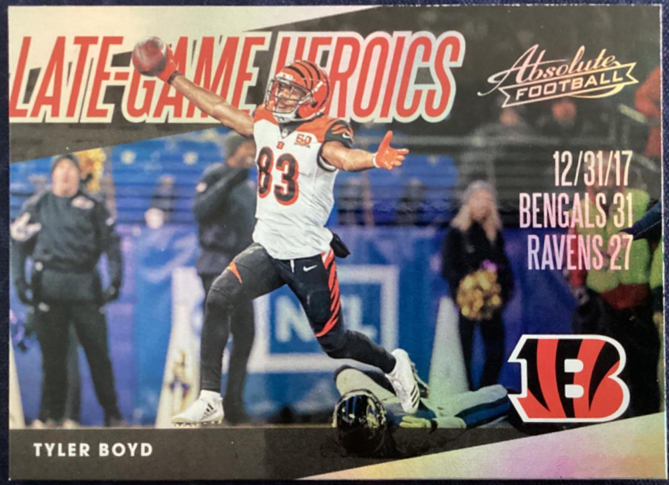 Tyler Boyd #LGH-TO Football Cards 2018 Panini Absolute Late Game Heroics