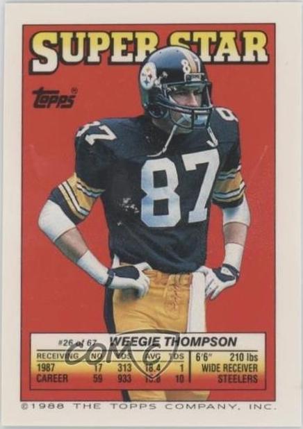 Weegie Thompson #26 1988 Topps Stickers Super Star Back Football