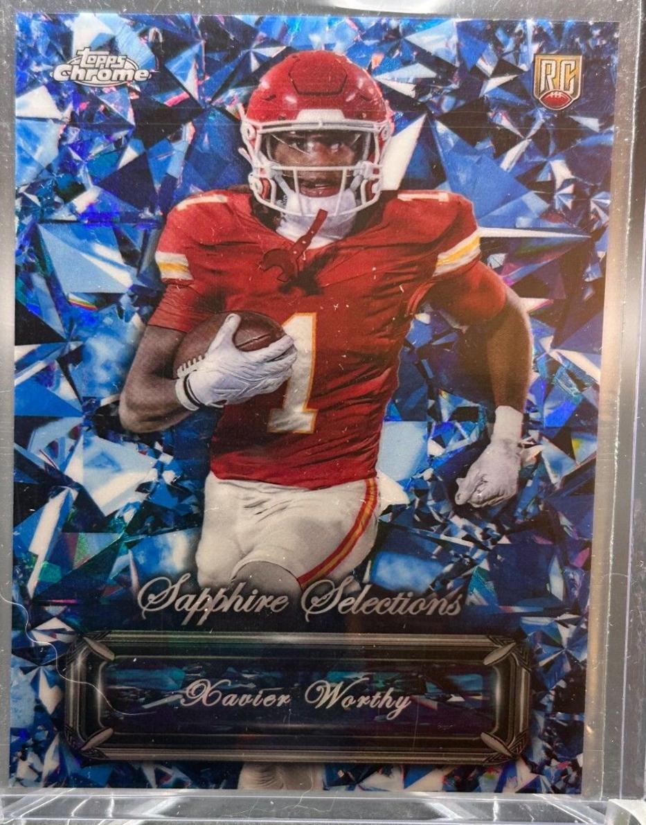 Xavier Worthy #SS-9 Football Cards 2024 Topps Chrome Sapphire Selections