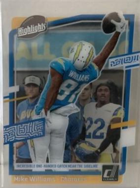 Mike Williams #5 Football Cards 2023 Clearly Donruss Highlights