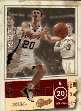 Manu Ginobili #7 Basketball Cards 2004 Fleer Authentix