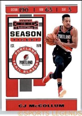 CJ McCollum #17 Basketball Cards 2019 Panini Contenders