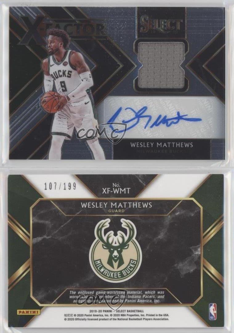 Wesley Matthews #XF-WMT Basketball Cards 2019 Panini Select X-Factor Memorabilia Signatures