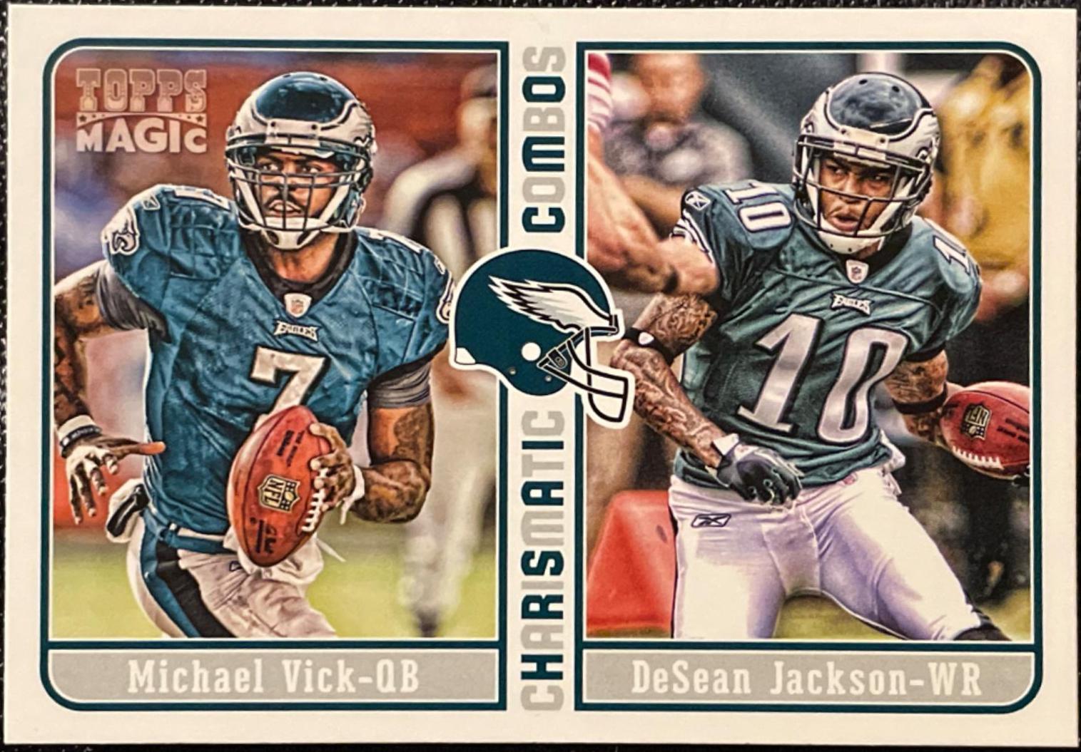 michael vick, desean jackson”charismatic combos” #cc-vj Football Cards 2012 Topps Magic Charismatic Combos