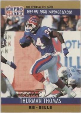 Thurman Thomas #10 Football Cards 1990 Pro Set FACT Cincinnati