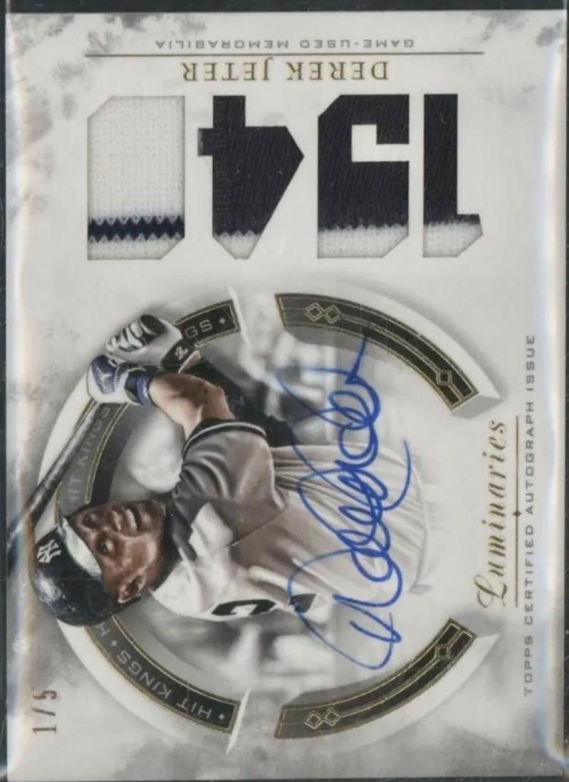 Derek Jeter Hit Kings Autograph Patches #HKAP-DJ Baseball Cards 2018 Topps Luminaries Hit Kings Autograph Patches