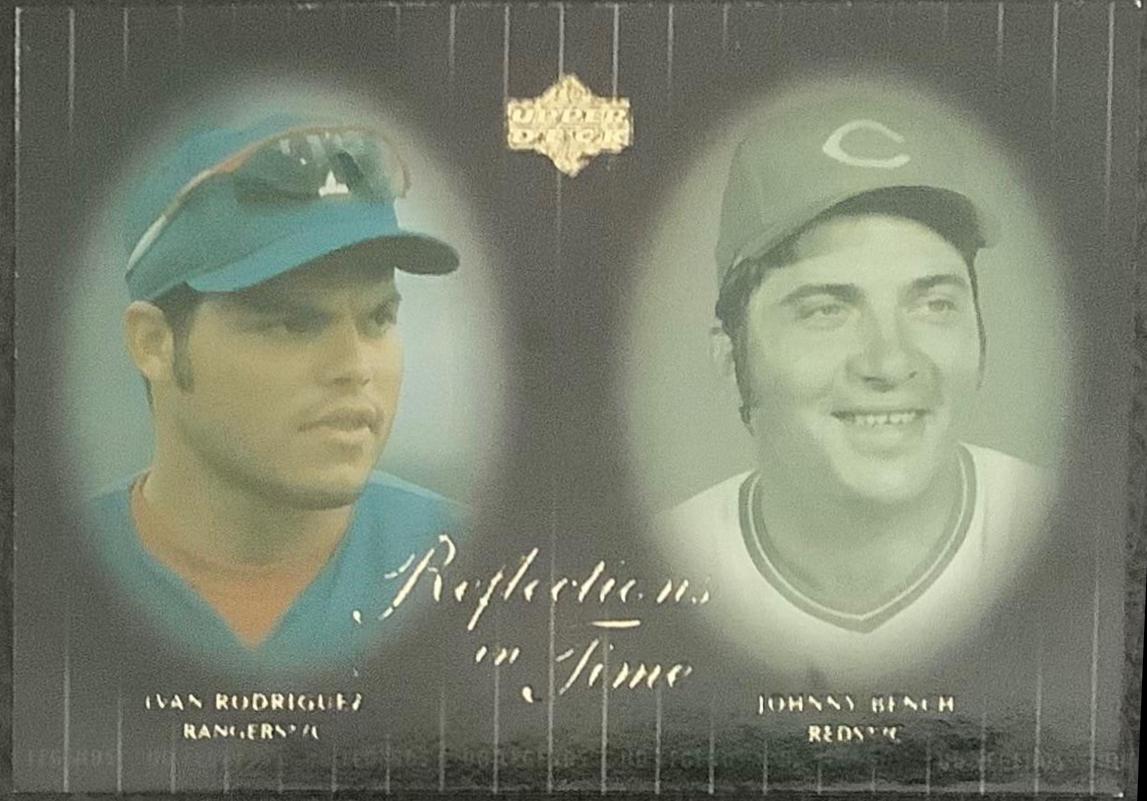 Ivan Rodriguez & Johnny Bench #R4 Baseball Cards 2000 Upper Deck Legends Reflections in Time