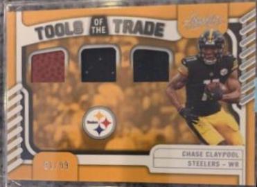 Chase Claypool #TTT-14 Football Cards 2022 Panini Absolute Tools of the Trade Triple