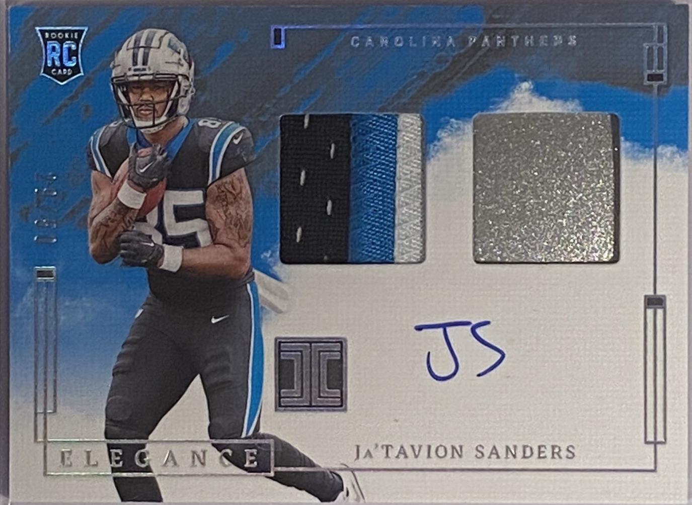 Ja'Tavion Sanders #26 Football Cards 2024 Panini Impeccable Elegance Rookie Helmet and Patch Autograph