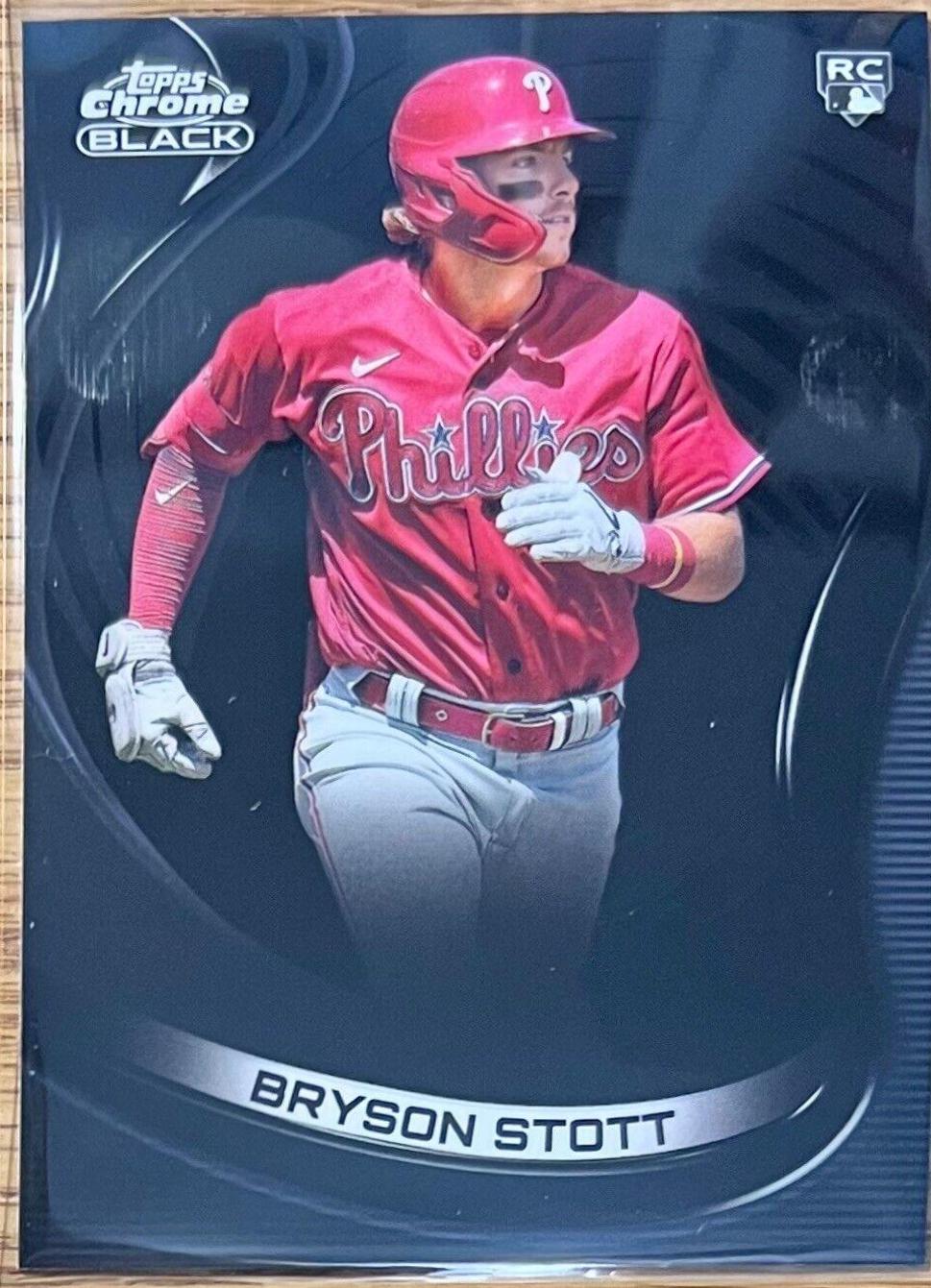 Bryson Stott #93 Baseball Cards 2022 Topps Chrome Black
