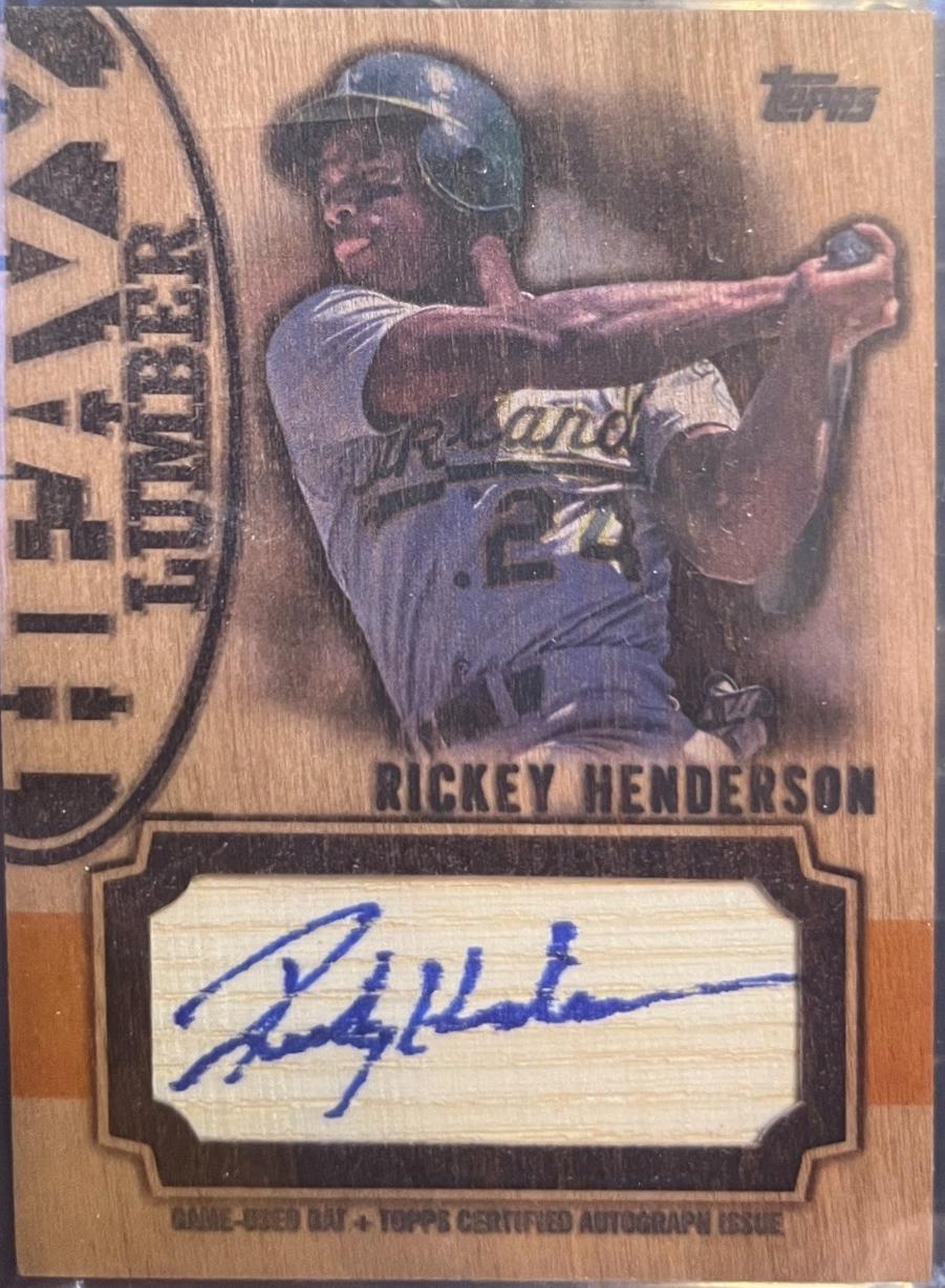 Rickey Henderson #HLAU-RH Baseball Cards 2024 Topps Update Heavy Lumber Autograph