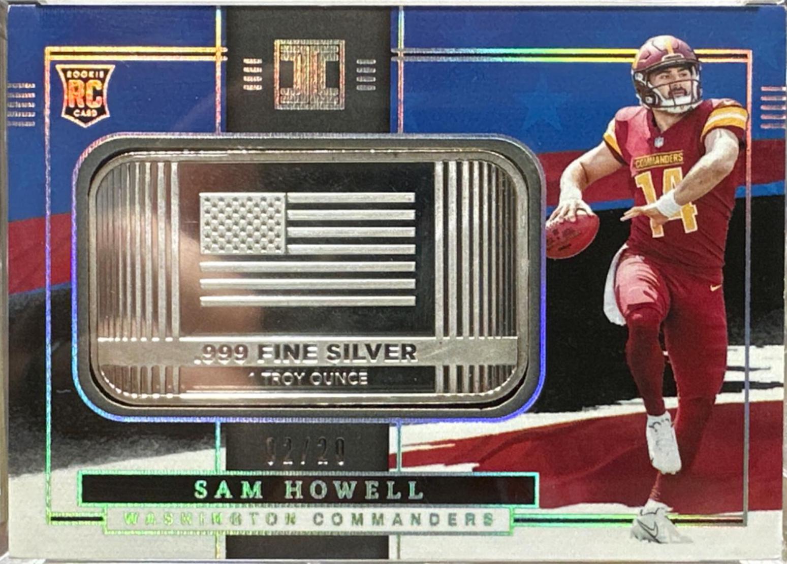 Sam Howell #USA-SHO Football Cards 2022 Panini Impeccable Silver USA Flag