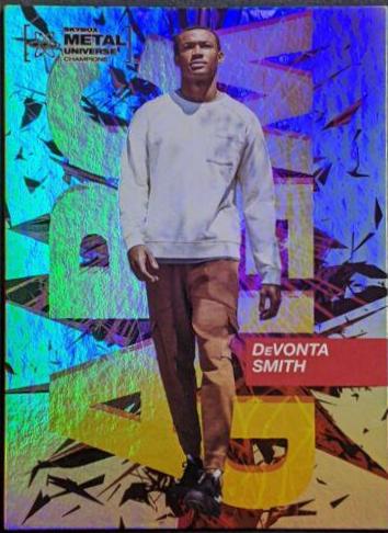 DeVonta Smith #AW-19 Football Cards 2021 Skybox Metal Universe Champions Arc Weld