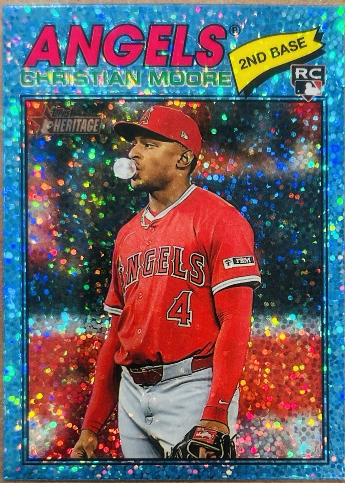 2026 Topps Heritage Christian Moore [Light Blue Sparkle Chrome] #249 card