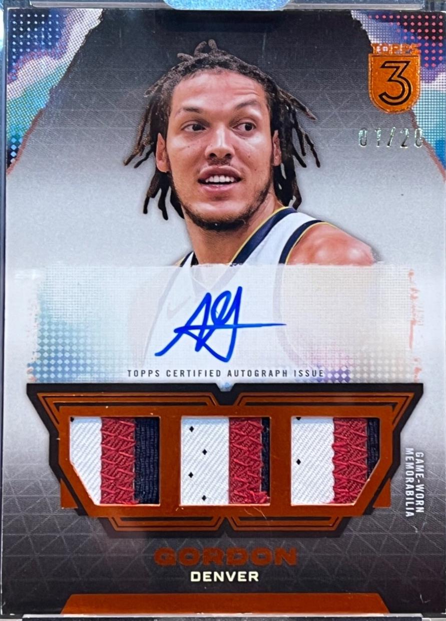 Aaron Gordon #TRA-AG Basketball Cards 2023 Topps Three Triple Relics Autograph Prime