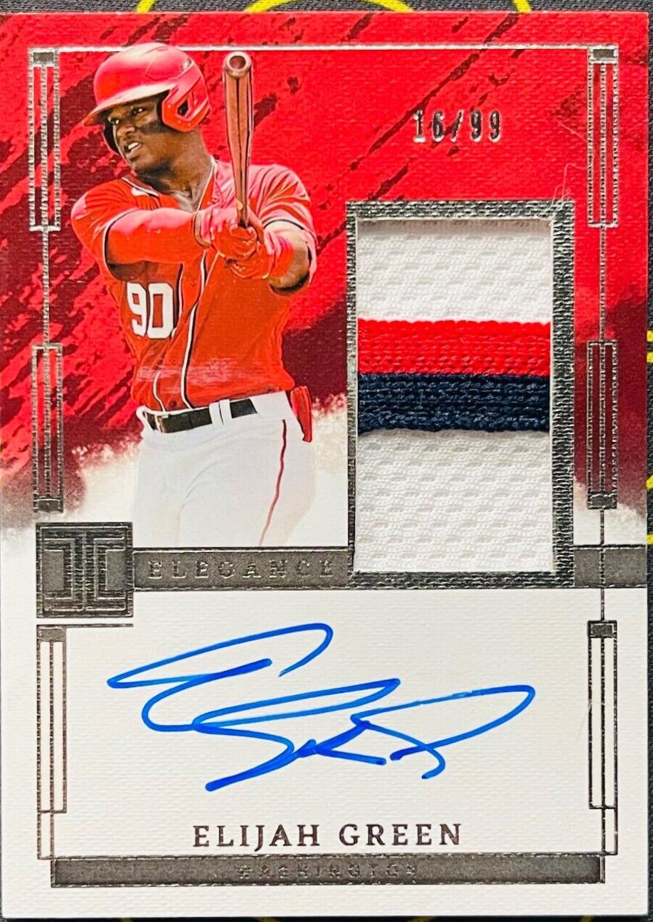 Elijah Green #EPJ-EG Baseball Cards 2024 Panini Impeccable Elegance Prospect Jersey Autograph
