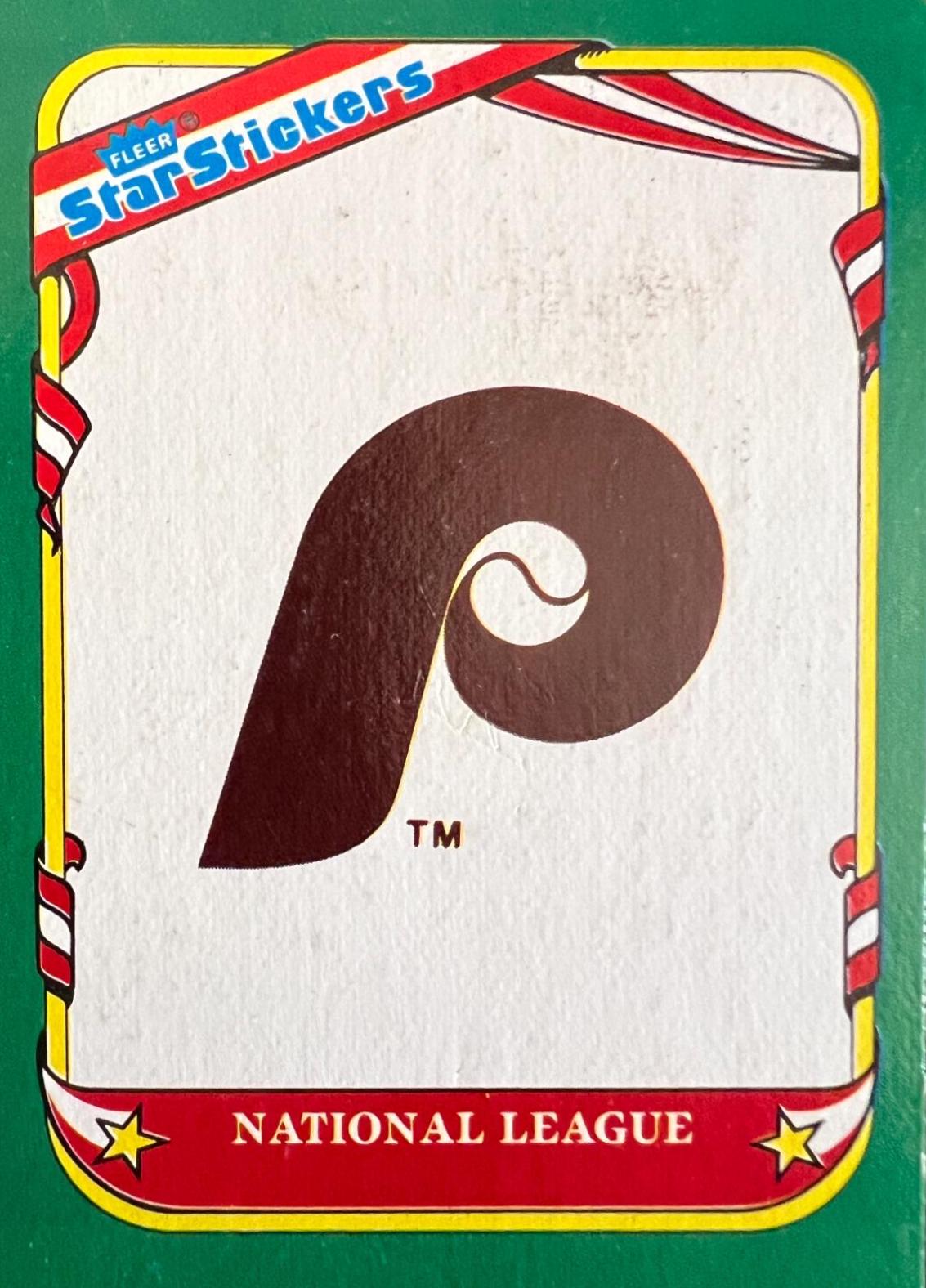 Phillies - National League #S-6 1987 Fleer Star Stickers Box Panel Hand Cut Baseball