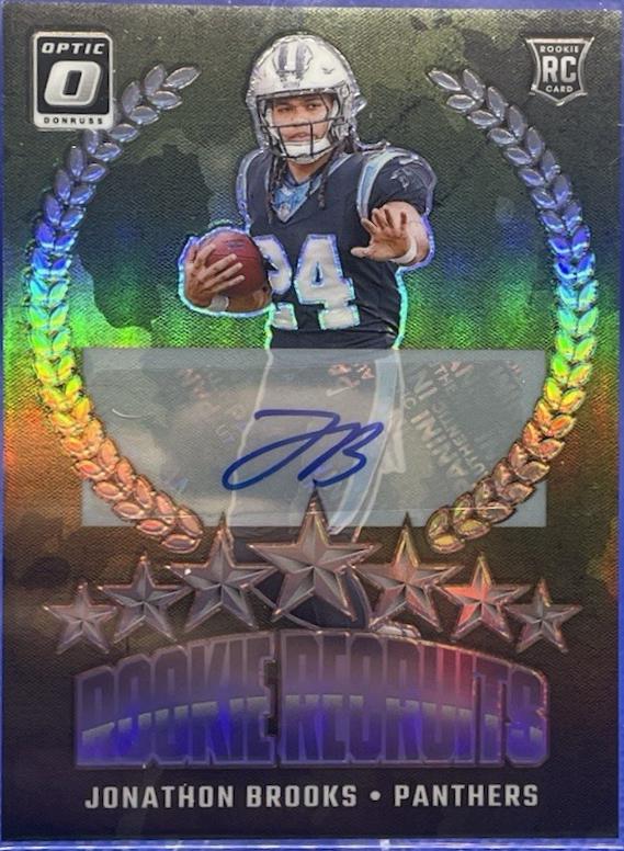 Jonathon Brooks #13 Football Cards 2024 Panini Donruss Optic Rookie Recruits Autograph