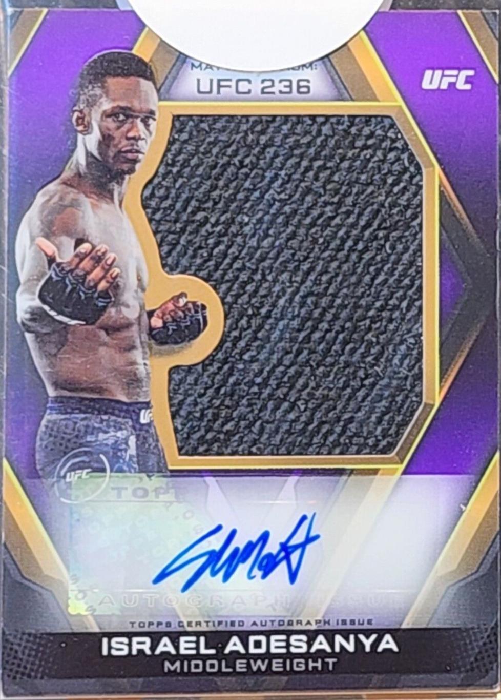 Israel Adesanya #AJR-IA Ufc Cards 2020 Topps UFC Knockout Autograph Jumbo Fight Mat Relics