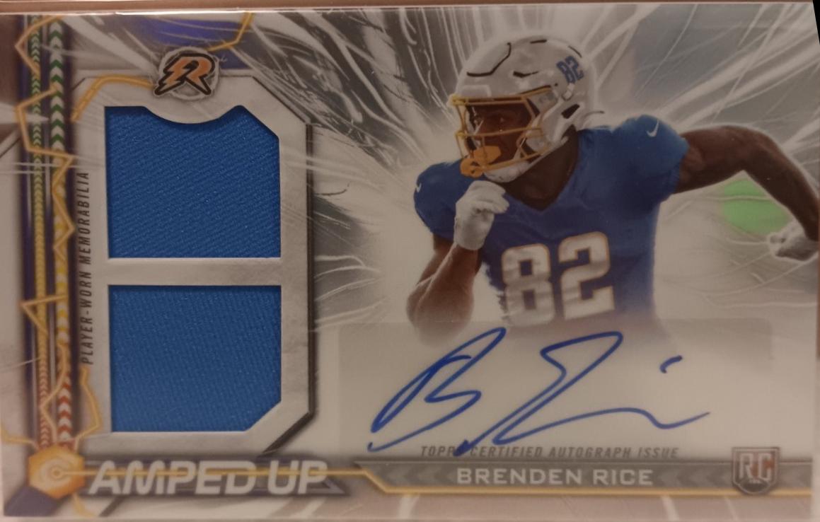 Brenden Rice #AU-BR Football Cards 2024 Topps Resurgence Amped Up Rookie Patch Autograph