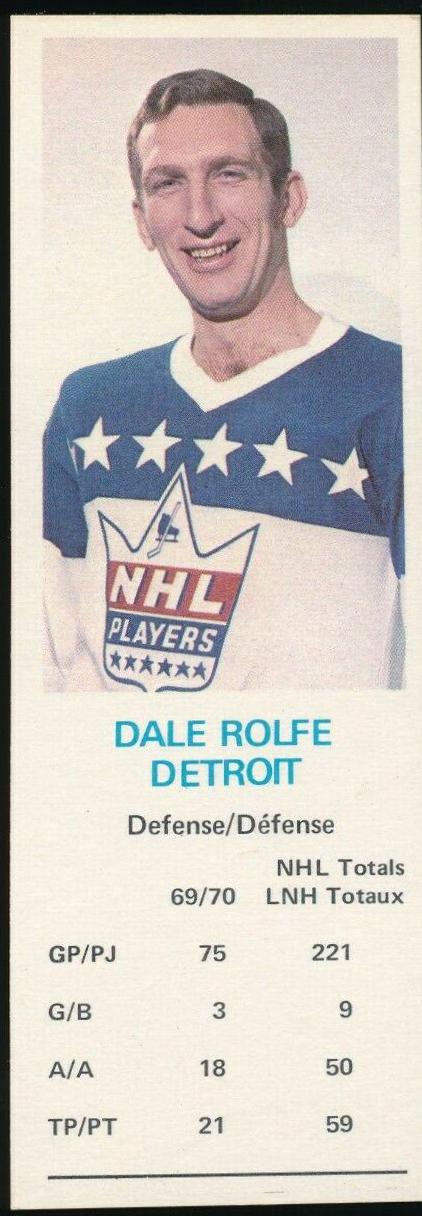Dale Rolfe Hockey Cards 1970 Dad's Cookies