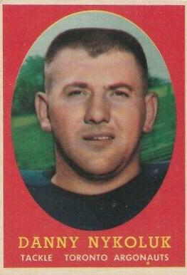 Danny Nykoluk #72 1958 Topps Cfl Football